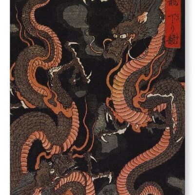 DEUX DRAGONS Impression artistique japonaise