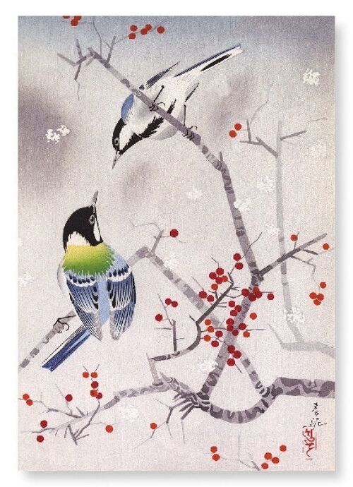 BIRDS ON NANDINA Japanese Art Print
