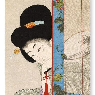 BELLEZA CON VENTILADOR Japonés Lámina artística