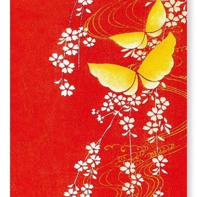 MARIPOSAS Y FLOR DE CEREZO Japonés Lámina artística