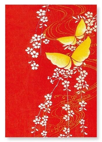 PAPILLONS ET FLEURS DE CERISIER Impression artistique japonaise 1