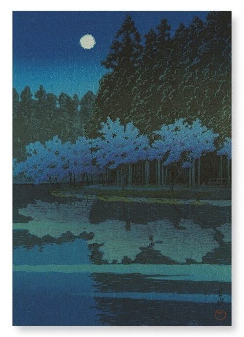 SPRING CHERRY BLOSSOMS AT NIGHT Japanese Art Print
