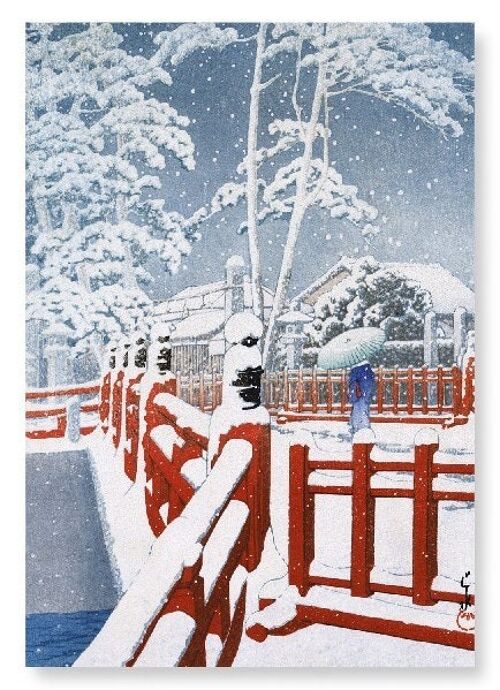 SNOW AT BRIDGE Japanese Art Print
