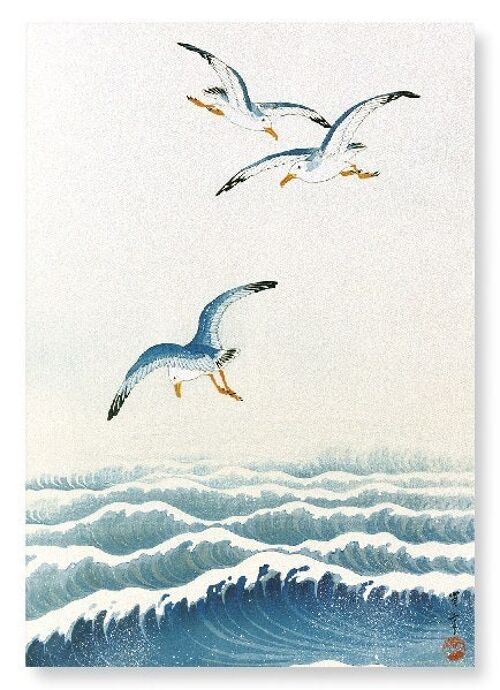 SEAGULLS OVER THE WAVES C.1910  Japanese Art Print