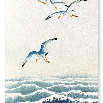 MOUETTES SUR LES VAGUES C.1910 Impression artistique japonaise