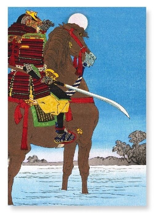 TOSHIMITSU ON HORSEBACK Japanese Art Print