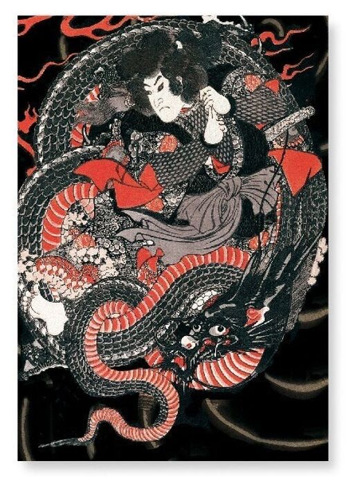 SAMURAI ON A DRAGON Japanese Art Print