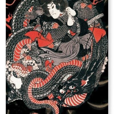 SAMURAI AUF EINEM DRACHEN Japanischer Kunstdruck