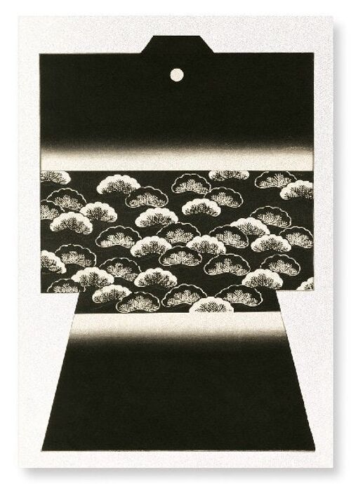 KIMONO OF PINE TREES ON BLACK 1899  Japanese Art Print