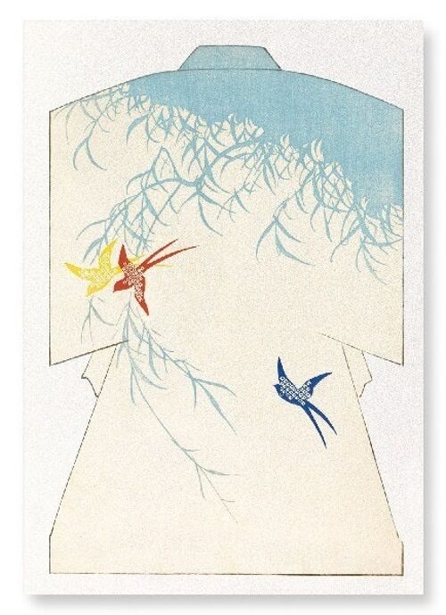 KIMONO OF SWALLOWS AND WILLOWS 1899  Japanese Art Print