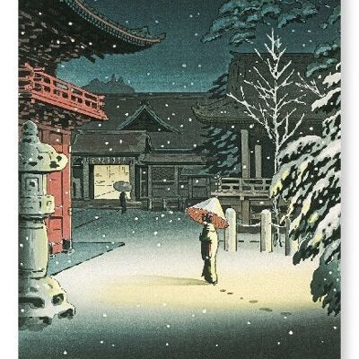 NEZU SHRINE IN SNOW Japanese Art Print
