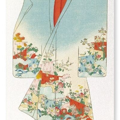 Kimono mit Blumen und Trennwänden 1899 2 x japanische Kunstdrucke