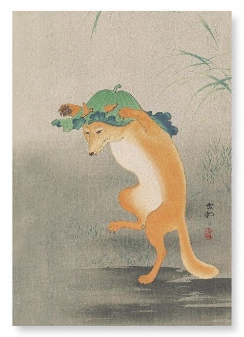 DANCING FOX Japanese Art Print
