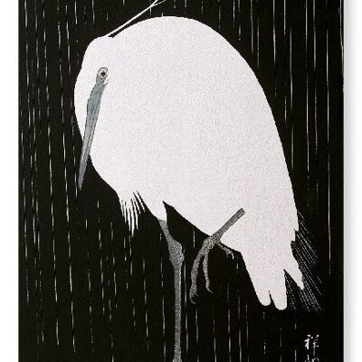 EGRET IN THE RAIN Japanese Art Print