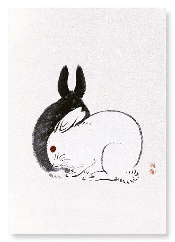 COUPLE DE LAPINS Impression artistique japonaise 1