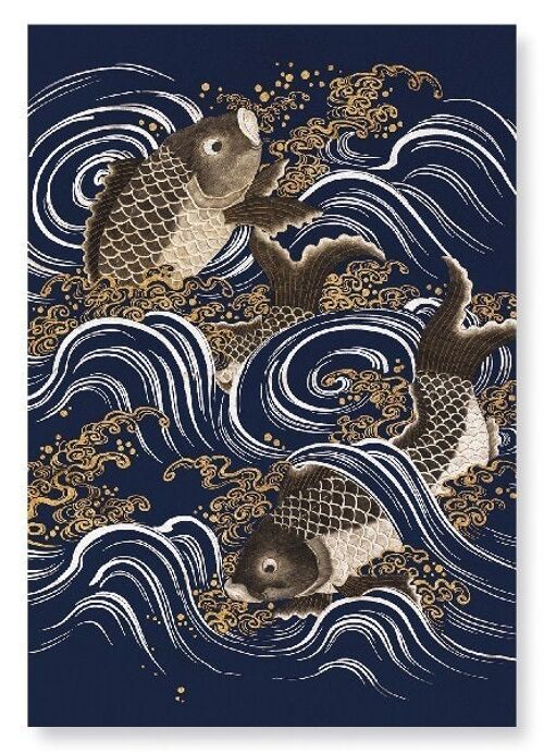 CARPS IN WAVES Japanese Art Print