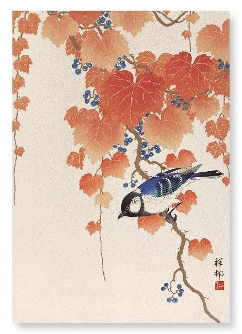 BIRD AND RED IVY Japanese Art Print