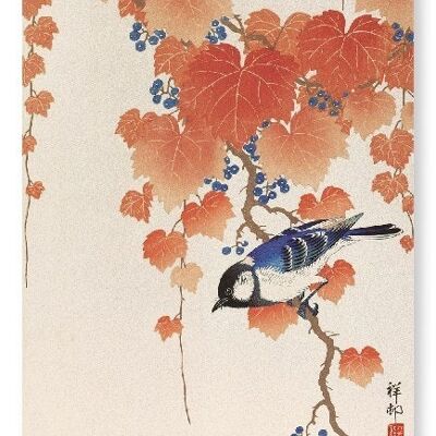 BIRD AND RED IVY Japanese Art Print