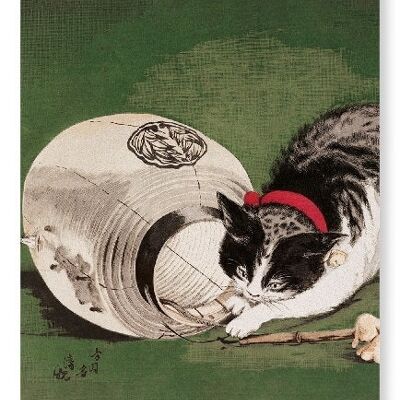 CATS AND LANTERN 1877  Japanese Art Print