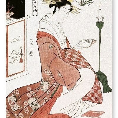 CORTESANA WAKANA LETTURA 1794 Stampa d'arte giapponese