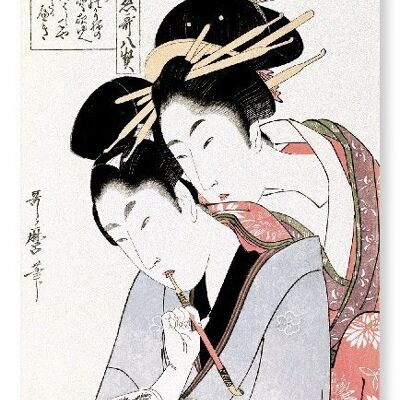 JEUNE COUPLE LISANT UN LIVRE 1796 Impression artistique japonaise