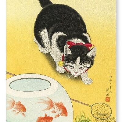 GOLDFISH BOWL AND A CAT Japanese Art Print