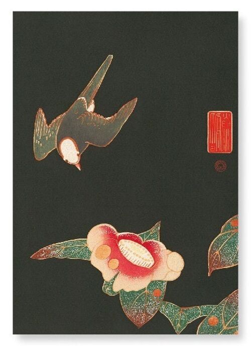 SWALLOW AND CAMELLIA C.1900  Japanese Art Print