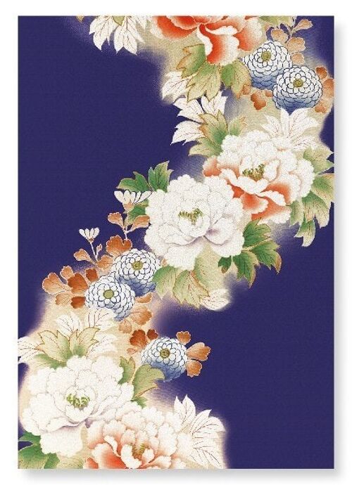 FLORAL PATTERN ON PURPLE Japanese Art Print