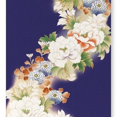 BLUMENMUSTER AUF LILA Japanischer Kunstdruck