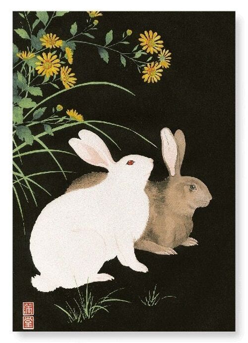 TWO RABBITS 1940  Japanese Art Print