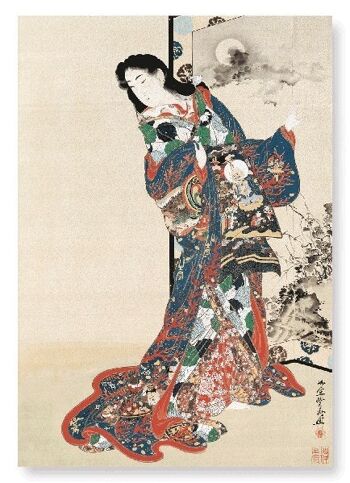 LA BEAUTÉ AVANT UN ÉCRAN C.1851-89 Impression d'art japonais 2