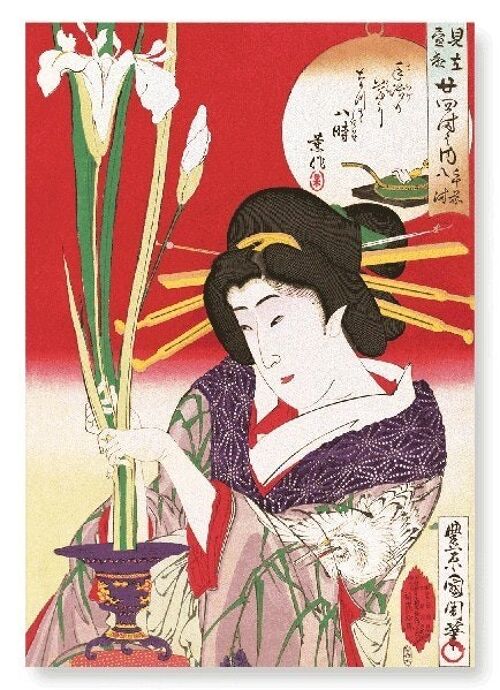 BEAUTY ARRANGING IRIS 1870  Japanese Art Print