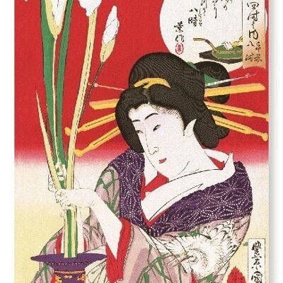BEAUTY ARRANGING IRIS 1870  Japanese Art Print