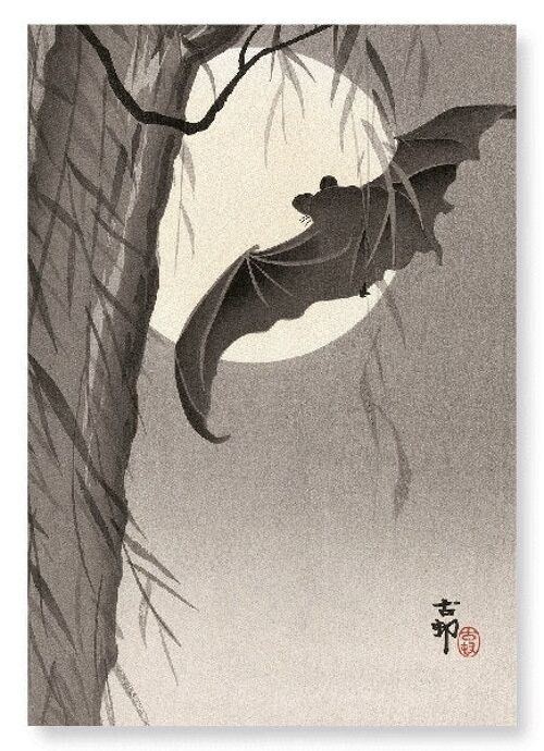 TWO BATS IN FULL MOON C.1910  Japanese Art Print