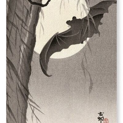 TWO BATS IN FULL MOON C.1910  Japanese Art Print
