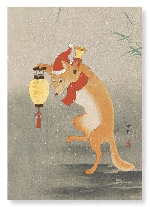 DANCING SANTA FOX Japanese Art Print