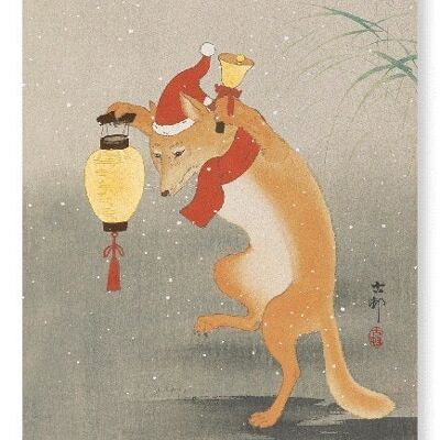 DANCING SANTA FOX Japanese Art Print