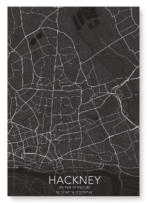 HACKNEY FULL MAP (DARK): Art Print