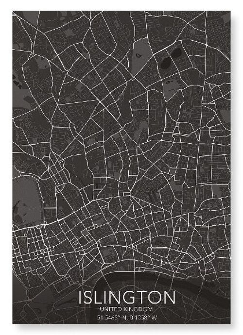 ISLINGTON FULL MAP (DARK): Art Print
