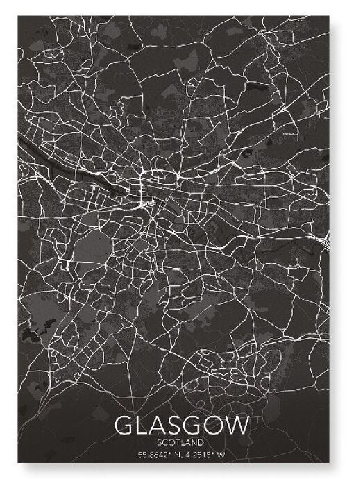 GLASGOW FULL MAP (DARK): Art Print