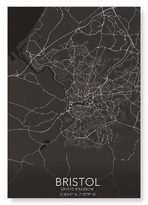 BRISTOL FULL MAP (DARK): Art Print