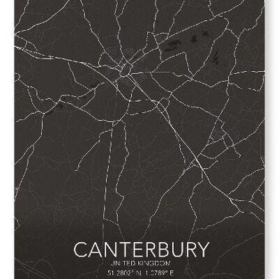 CANTERBURY FULL MAP (DARK): Art Print