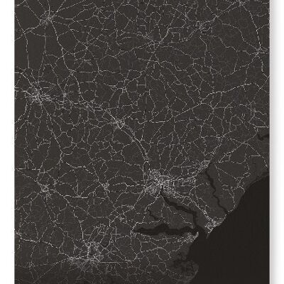 MAPA COMPLETO DE SUFFOLK (OSCURO): Lámina artística