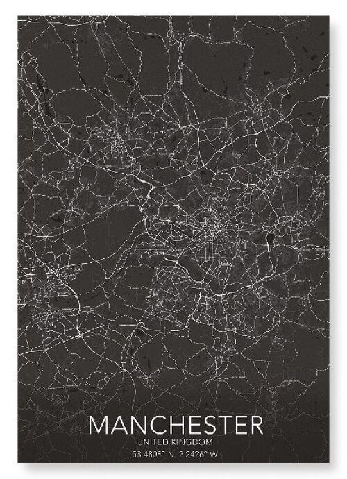 MANCHESTER FULL MAP (DARK): Art Print