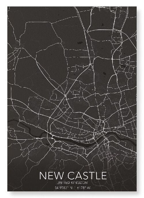NEWCASTLE FULL MAP (DARK): Art Print