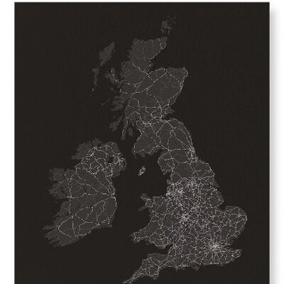 UNITED KINGDOM FULL MAP (DARK): Art Print