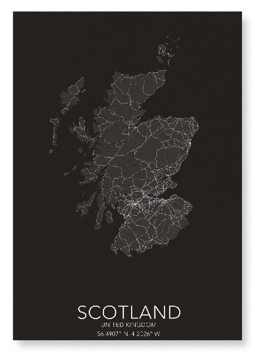 SCOTLAND FULL MAP (DARK): Art Print