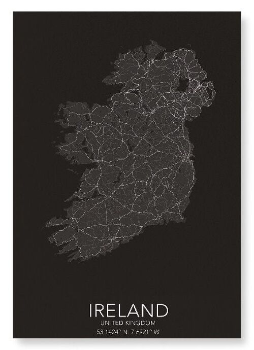 IRELAND FULL MAP (DARK): Art Print