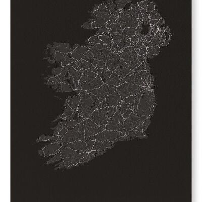 CARTE COMPLÈTE D'IRLANDE (FONCÉ): Impression artistique