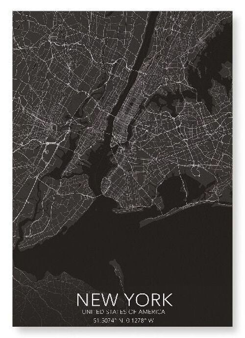 NEW YORK FULL MAP (DARK): Art Print